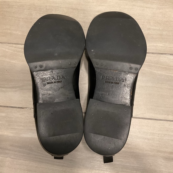 Prada Vintage Men’s Cap Toe Black Leather Ankle Boots Booties Shoes sz 8 - Picture 6 of 7